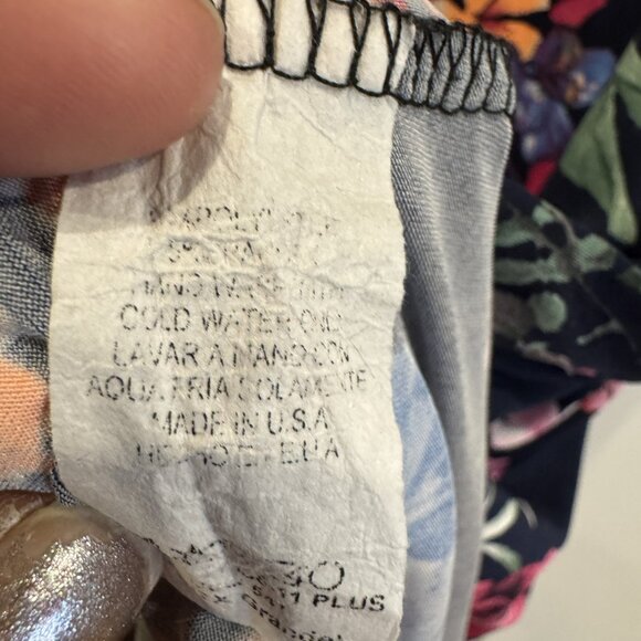 EUC 2xl Navy Floral Sleeveless Top Pink Orange Green Purple Twist Front - Picture 5 of 6